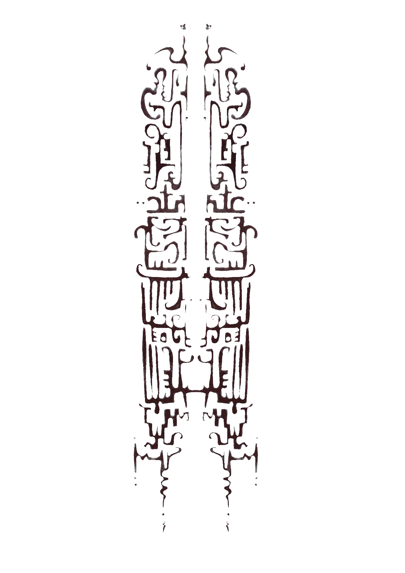 Tall mirrored ornamental column in dark ink