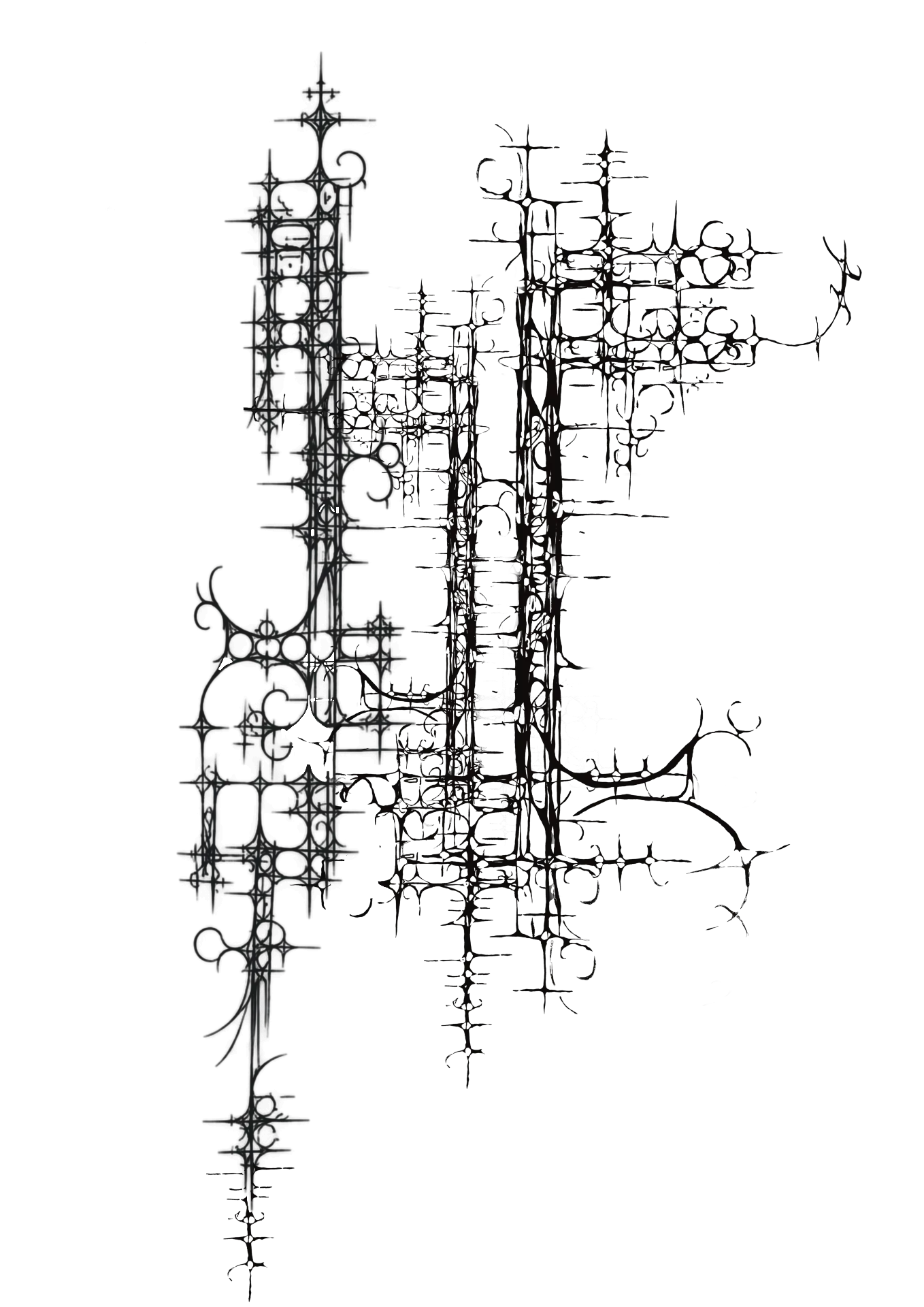 Ornate calligraphic lattice composition