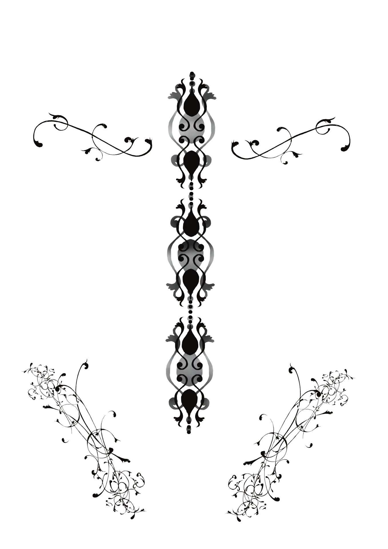Ornamental cross with flourishes